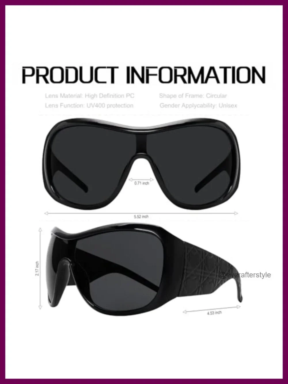 Oversized Wrap Around Sunglasses Women Retro Shield UV Protection